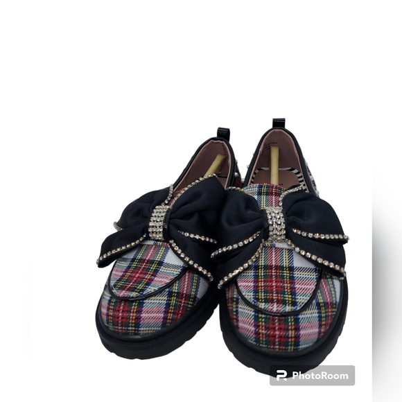 Betsey Johnson Vince White Plaid Dress Shoe Girls Size 2 NIB - Picture 3 of 8
